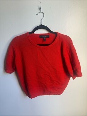 Isabel Marant Tomato Red Short-Sleeve Crew Sweater